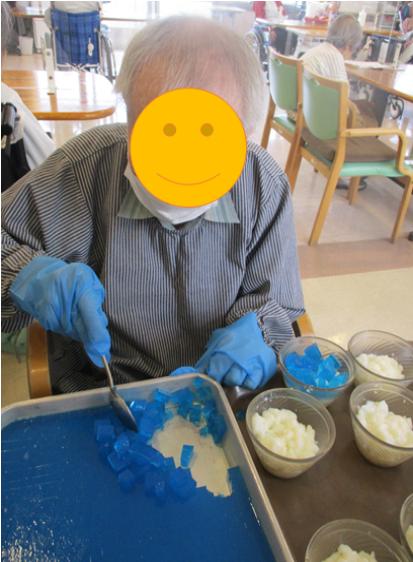6月おやつレク『あじさいデザート』